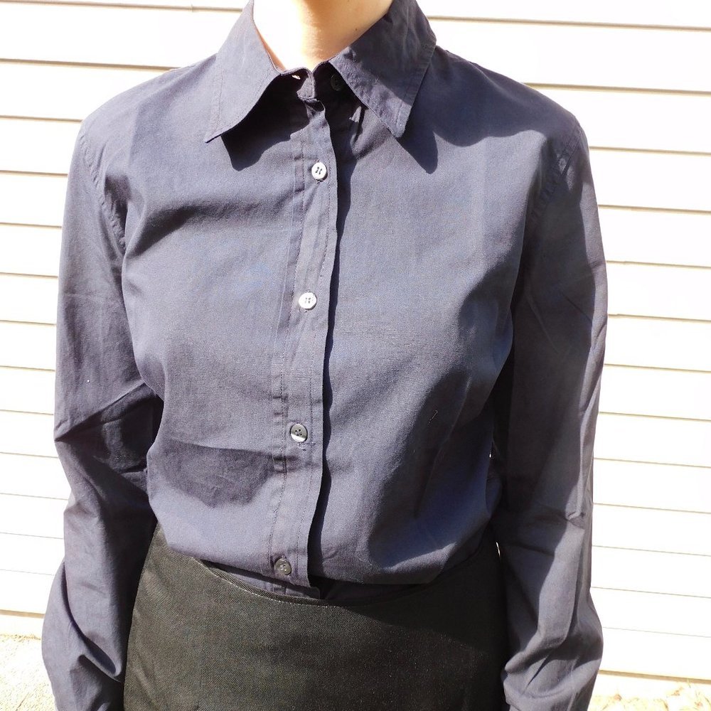 Navy button-down shirt
